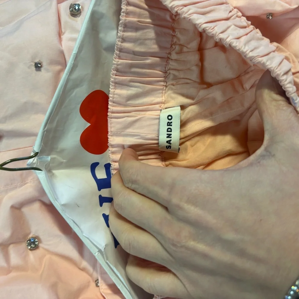 Sandro Embellished Pink and Cream shorts - Picture 4 of 10